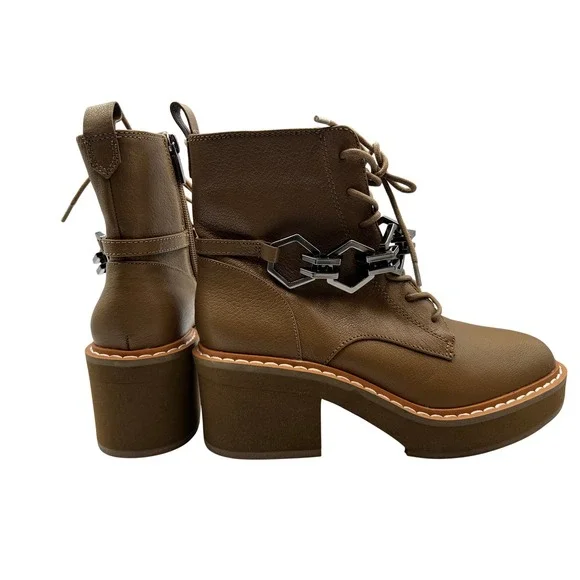 Vince Camuto Platform Combat Boots Women Size 8 Brown Excellent Chain Detail - Picture 7 of 11